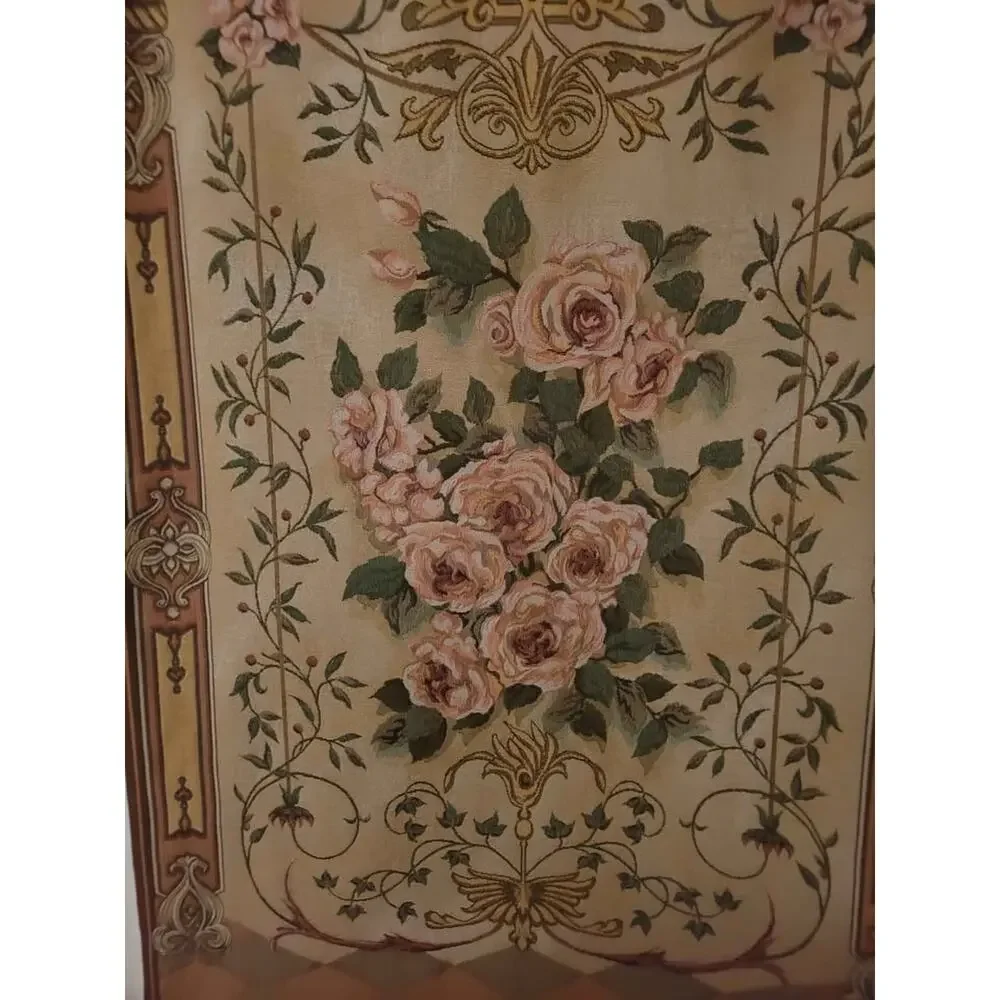 Vintage Manuel Woodworkers & Weavers Venetian Rose Grande   Woven Wall Tapestry